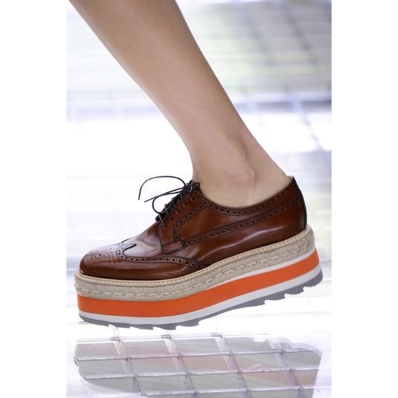 PRADA | Platform Jute Espadrilles Brogues Size 38 - Picture 14 of 16